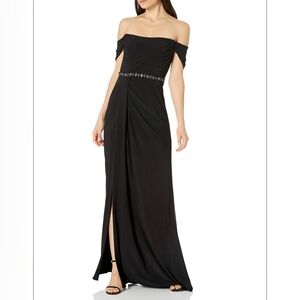 Adrianna Papell Womens Black Full-Length Fit + Flare Evening Dress Size 14